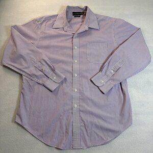 Lauren Ralph Lauren Purple White Striped Poplin Casual Button Down Shirt 16 1/2